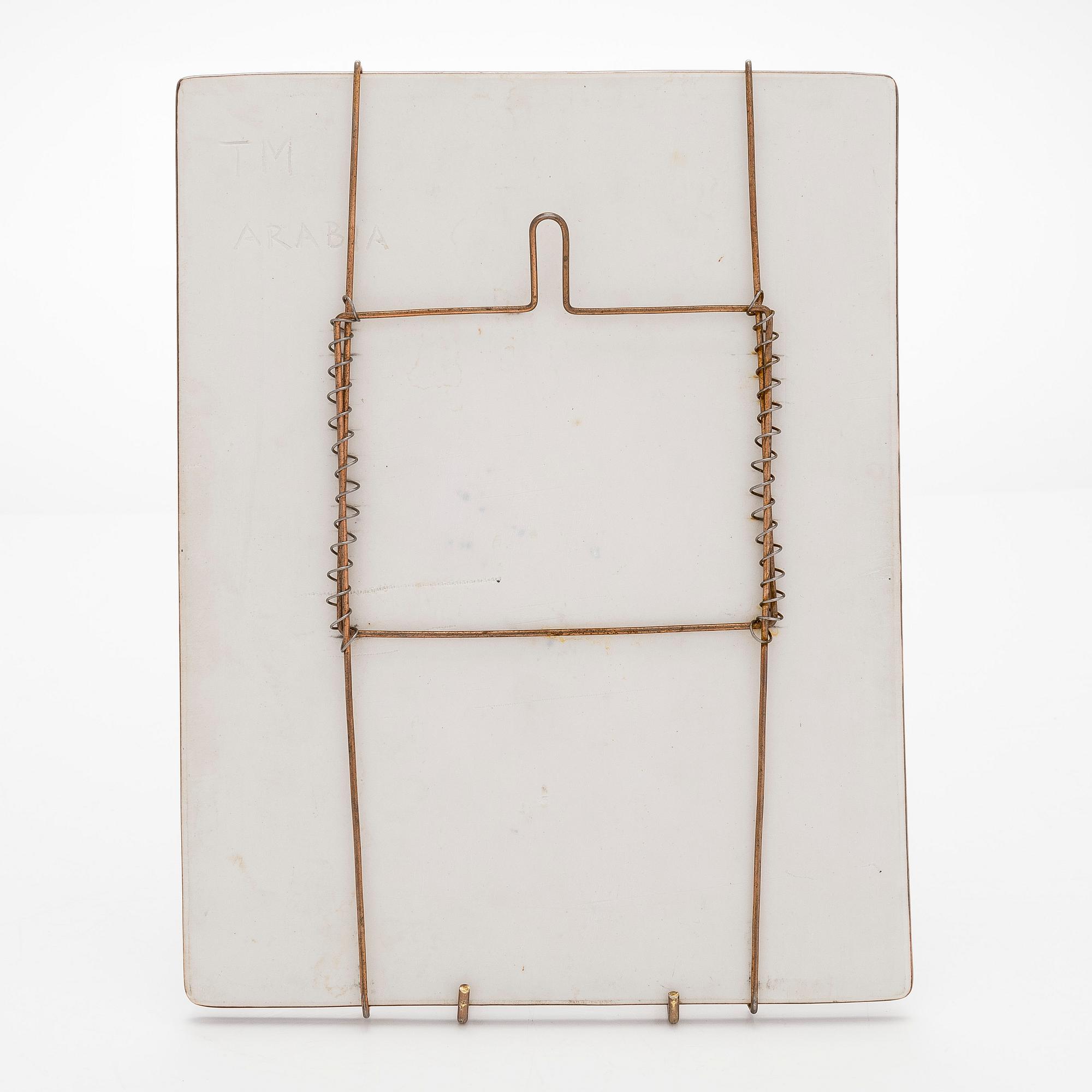 Toini Muona, a stoneware relief for Arabia, signed TM Arabia.