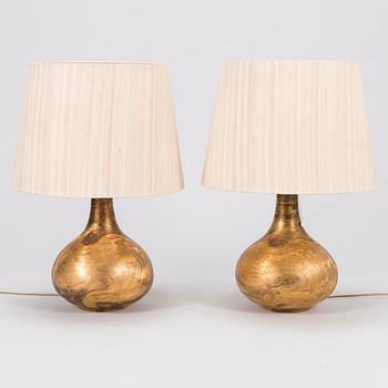 A pair of ceramic tablelamps by Kauko Forsvik, signed 'KAGE', Finland.