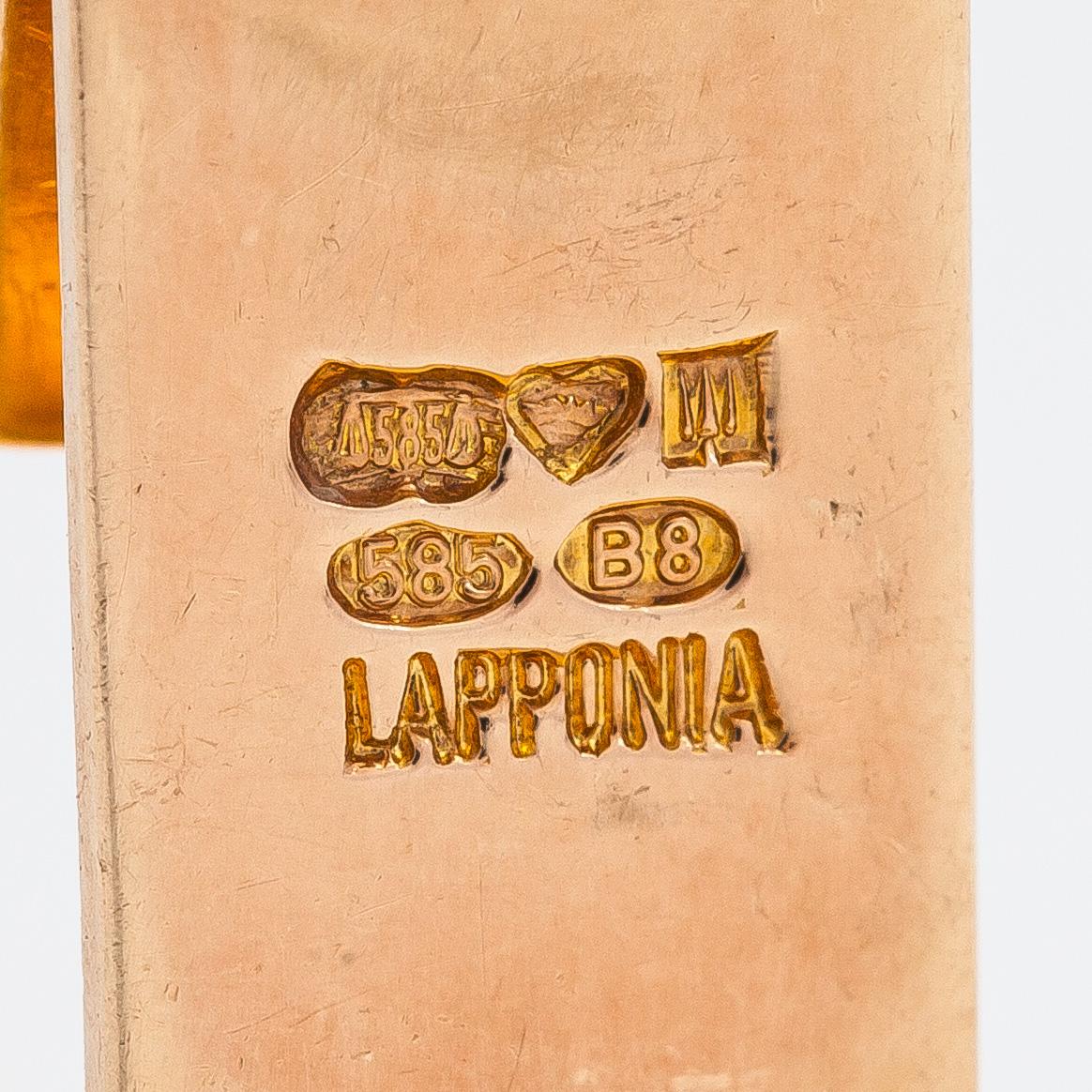 Björn Weckström, manschettknappar  och slipsnål, "Ruta", 14K guld, Pekka Anttila samt Lapponia.