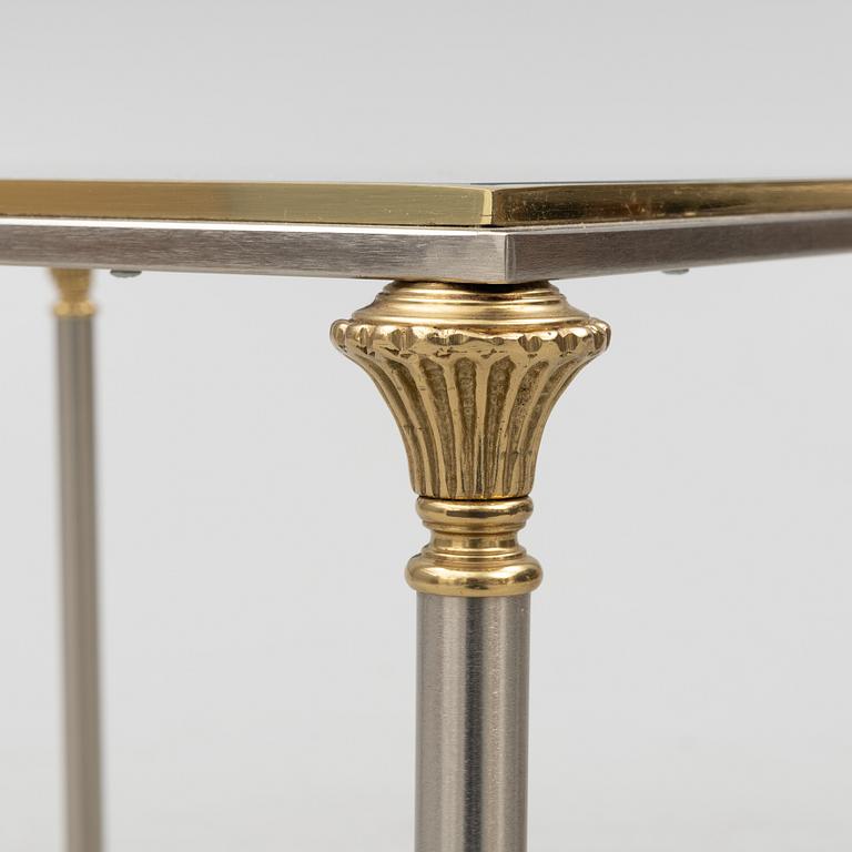 A pair of brass and glass sidetables, mid20th/second half of the 20th century.