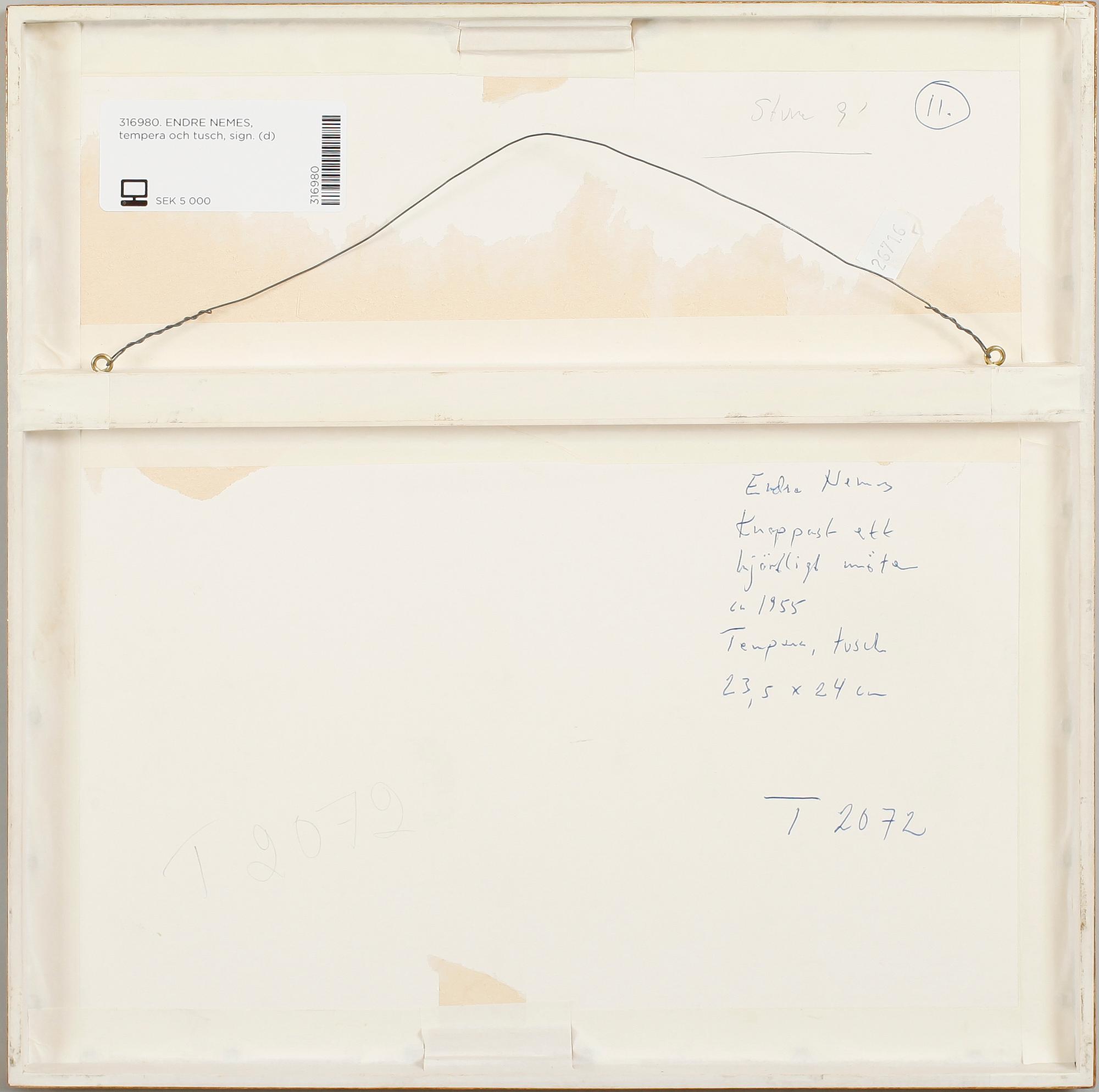 ENDRE NEMES, tempera och tusch, sign.