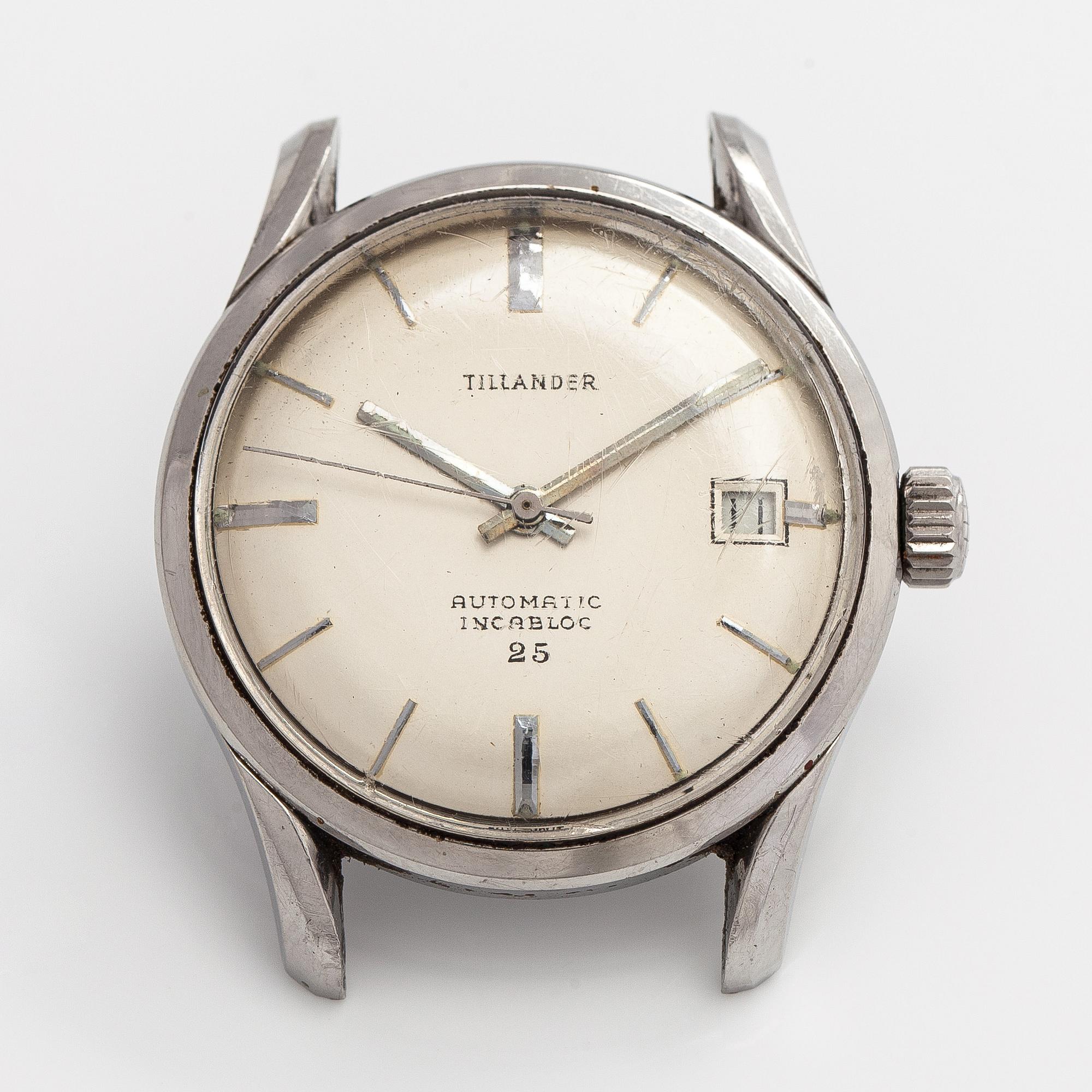 Tillander, Automatic Incabloc 25, wristwatch, 35 mm, steel, automatic.