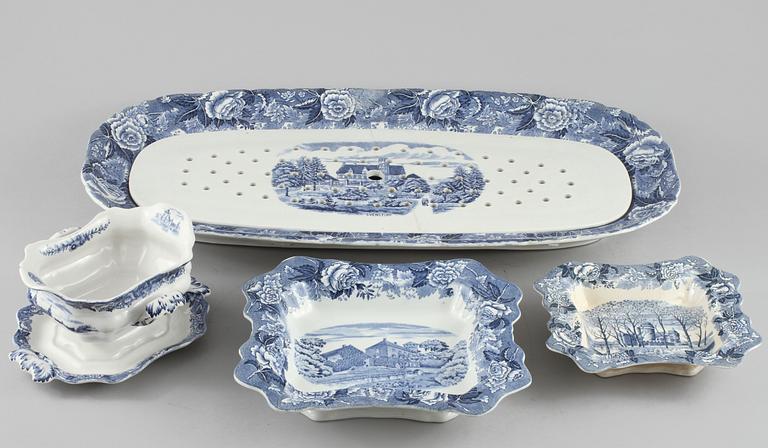 SERVISDELAR, 109 st, flintgods, "Skåne", Rörstrand, 1900-tal.