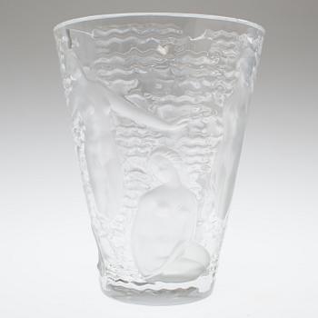 A French 'Ondines' glass Laligue vase, signed 'Lalique France'.