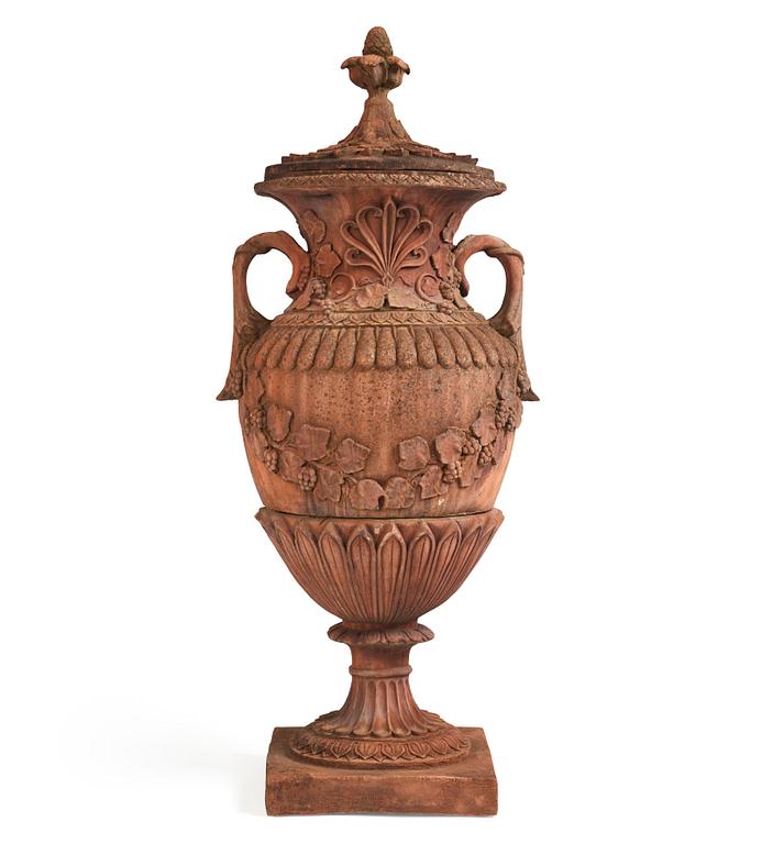 A stoneware garden urn after the model by Ferdninand Ring for Höganäs 20th centuty.