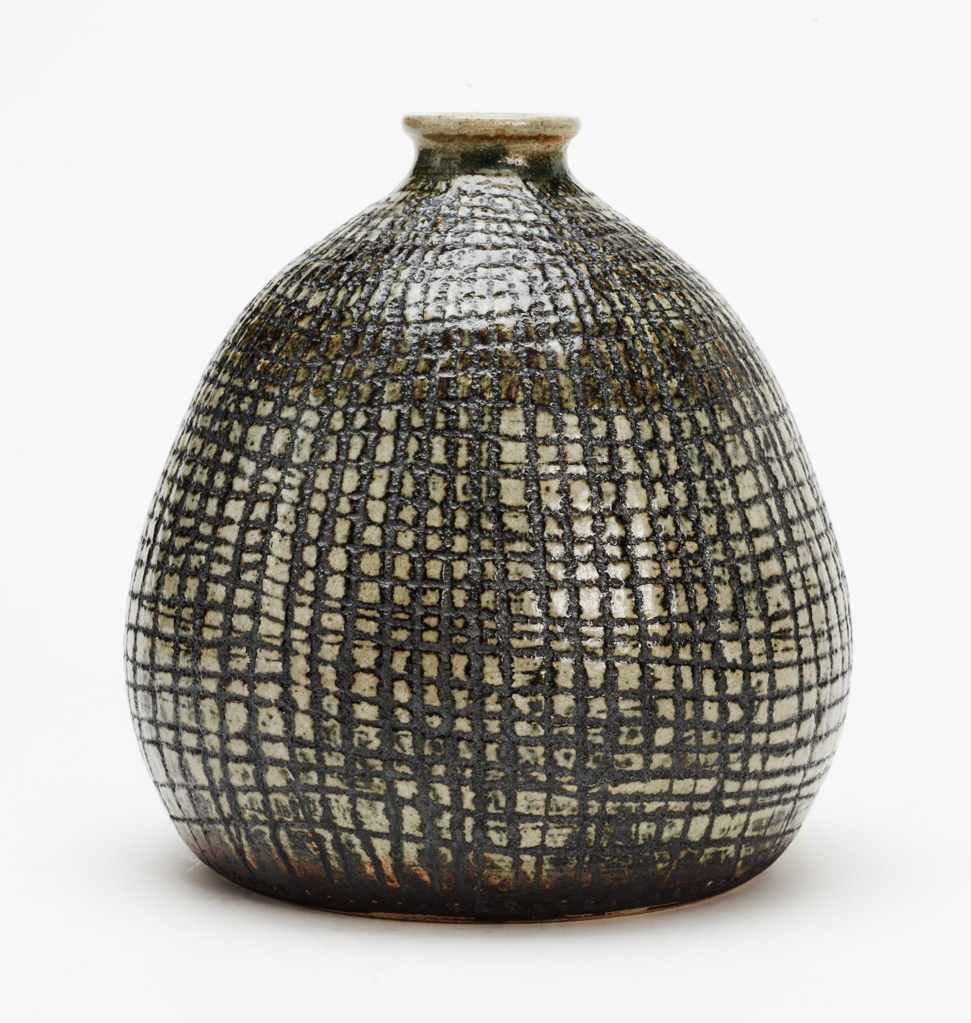 An Anders Bruno Liljefors stoneware vase, Gustavsberg studio 1952.