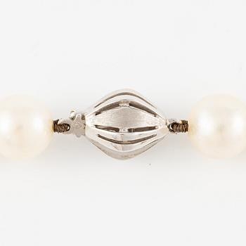 Pärlcollier, med odlade pärlor, lås 18K vitguld.