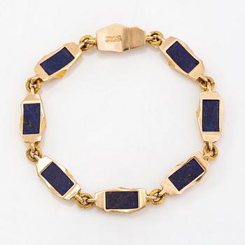 Björn Weckström, A 14K gold and lapis lazuli bracelet "Toltec". Lapponia 1999.