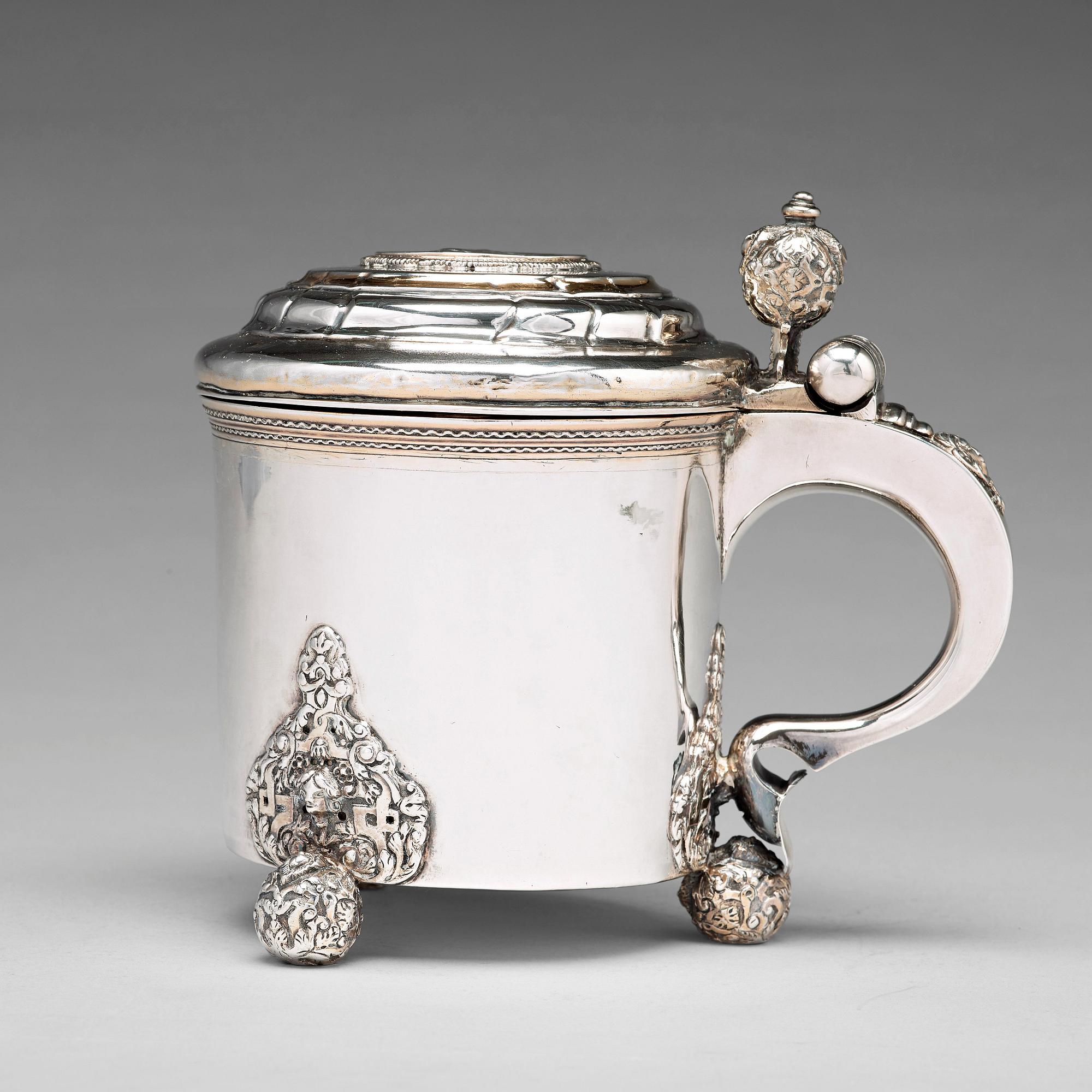 A Swedish 18th century parcel-gilt silver tankard, mark of Olof Lind, Mariestad (1752-1767 (1770)).