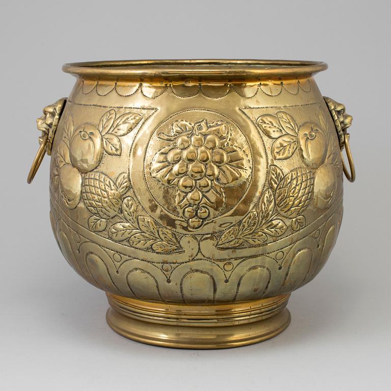 A BRASS FLOWER POT, early 19th century.