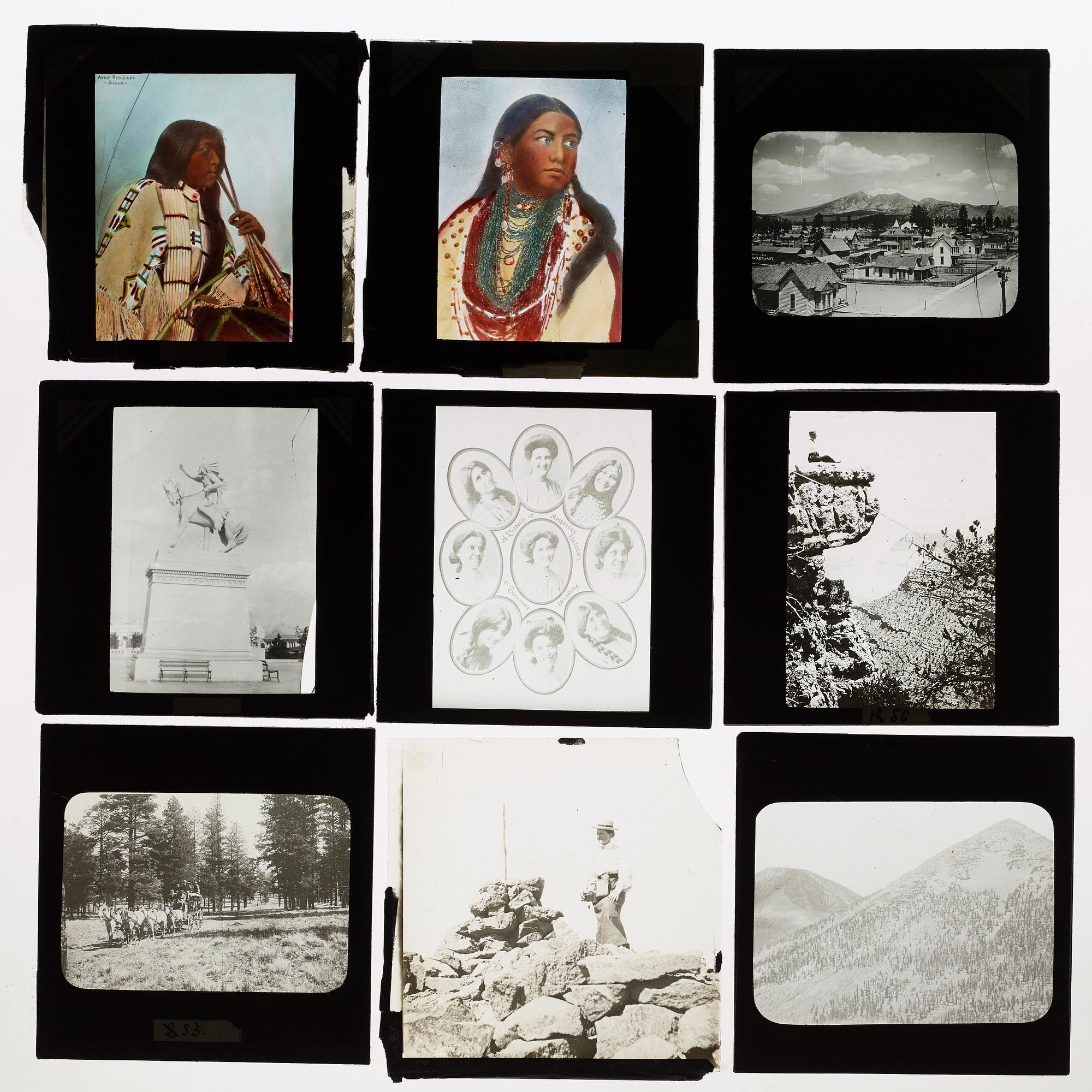 FOTOGRAFIER, 72 skioptikonbilder samt 72 pappersbilder och dokumentation från Carl Lindmans resa  i USA 1904.