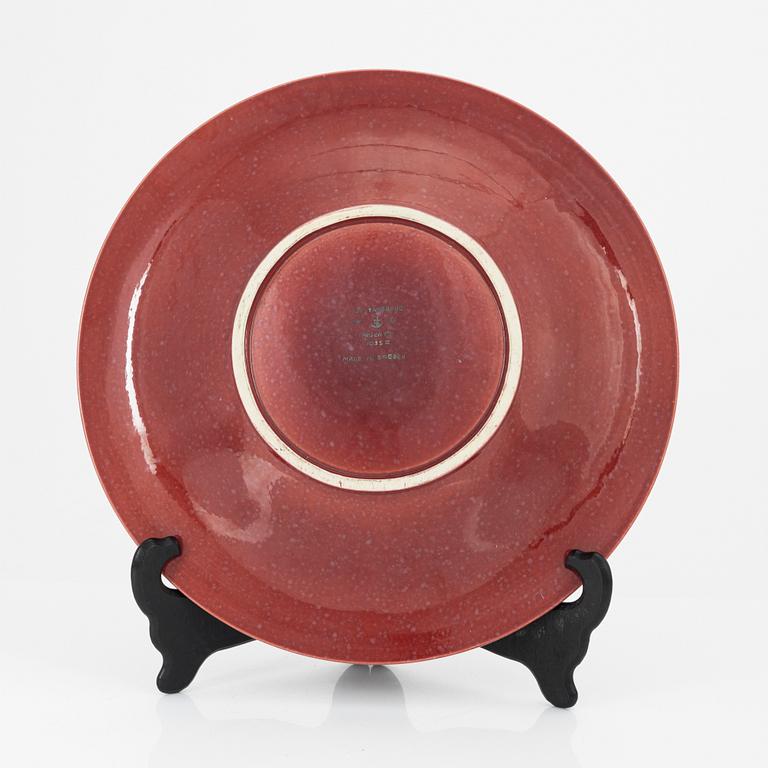 Wilhelm Kåge, a red glazed stoneware 'Argenta' dish, Gustavsberg, Sweden 1956.