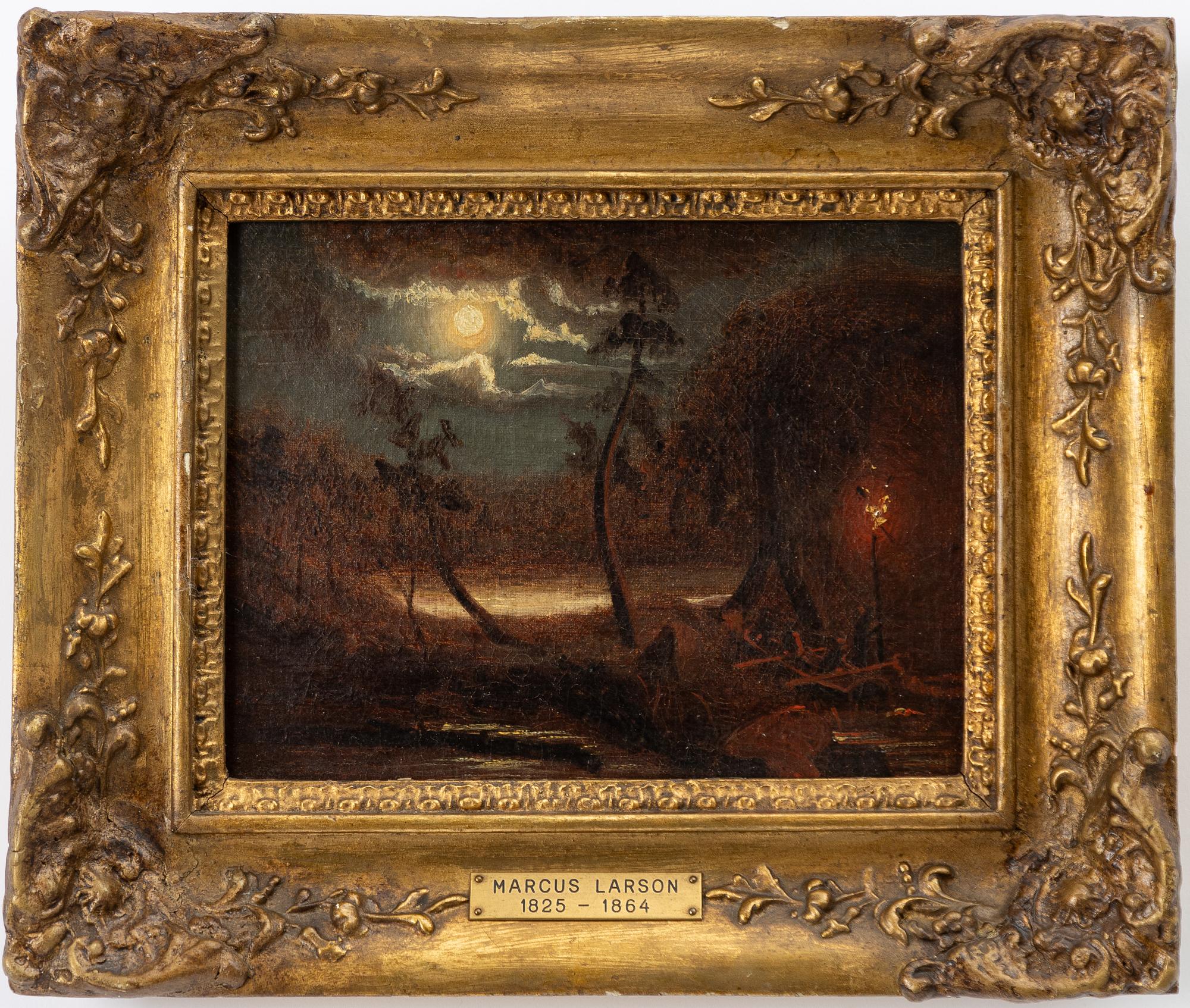 Marcus Larsson, tillskriven, Månbelyst landskap.