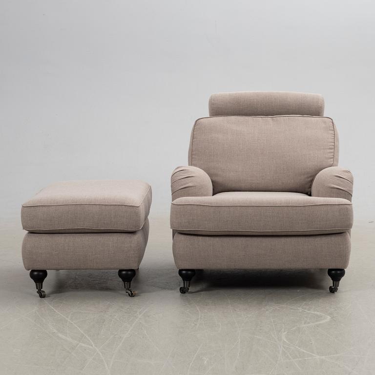 Armchair with footstool, Howard model.