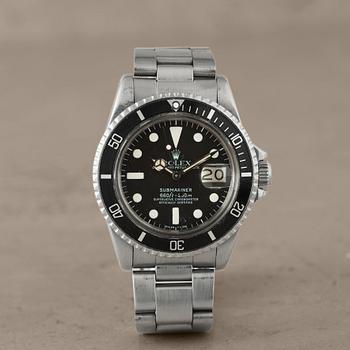 ROLEX, Oyster Perpetual Date, Submariner (660ft=200m, SWISS-T< 25, White Mark I), Chronometer, wristwatch 40 mm,