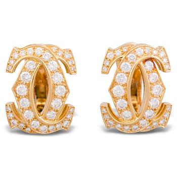 129. Cartier, ÖRHÄNGEN, Cartier, briljantslipade diamanter, 18K guld.