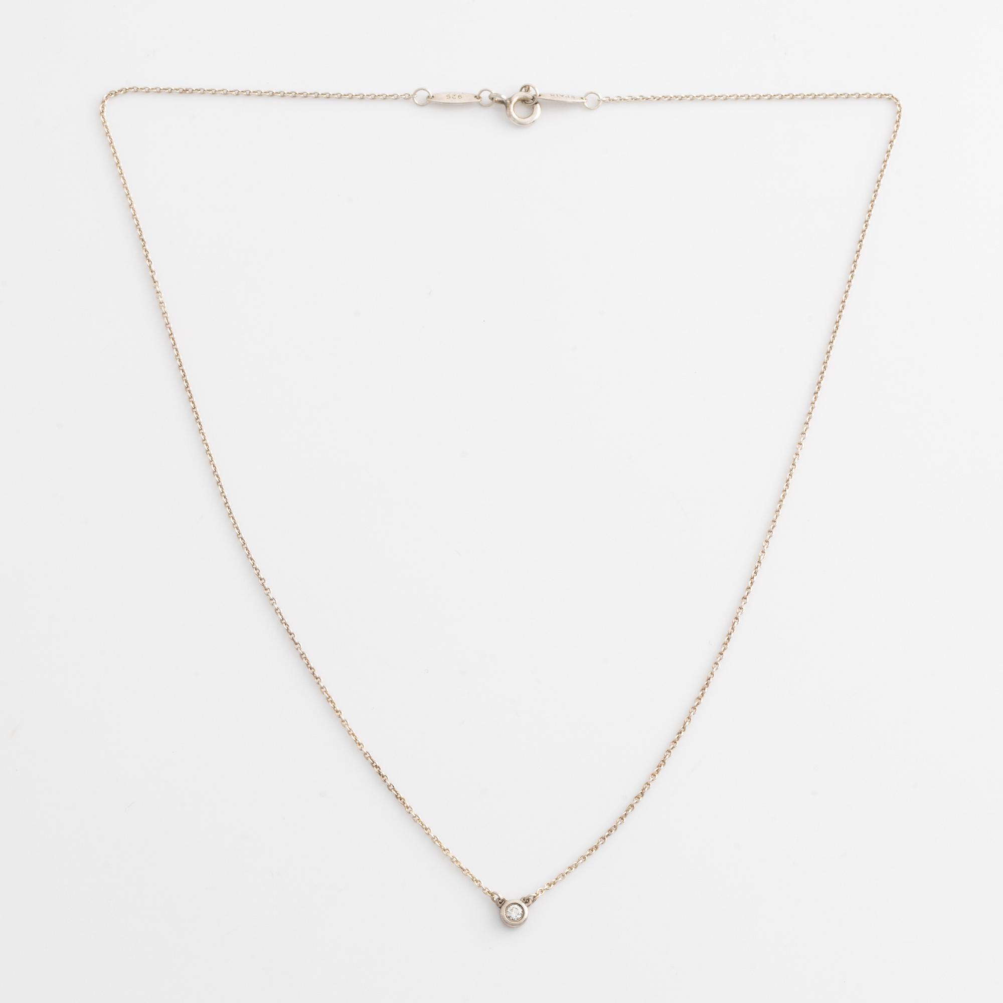 Tiffany & Co, Elsa Peretti, collier "Diamonds by the Yard" silver med briljantslipad diamant.