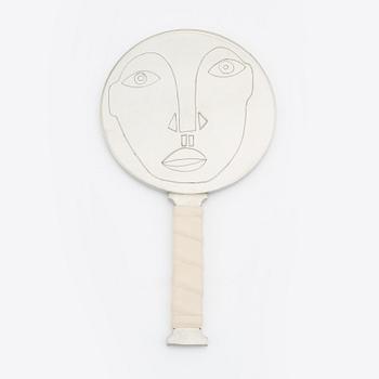 Eric Ericsson, a pewter and leather hand mirror 'Självbild Nr 3', 2012.