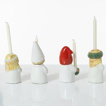 Lisa Larson, figurines/candle holders, 4 pcs, "Advent", stoneware, Gustavsberg.