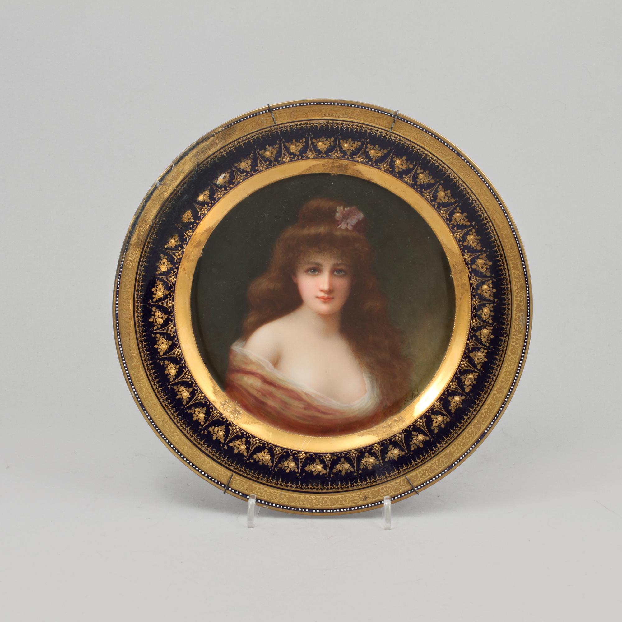 TALLRIK, porslin, Royal Vienna-liknande märke, omkring år 1900.