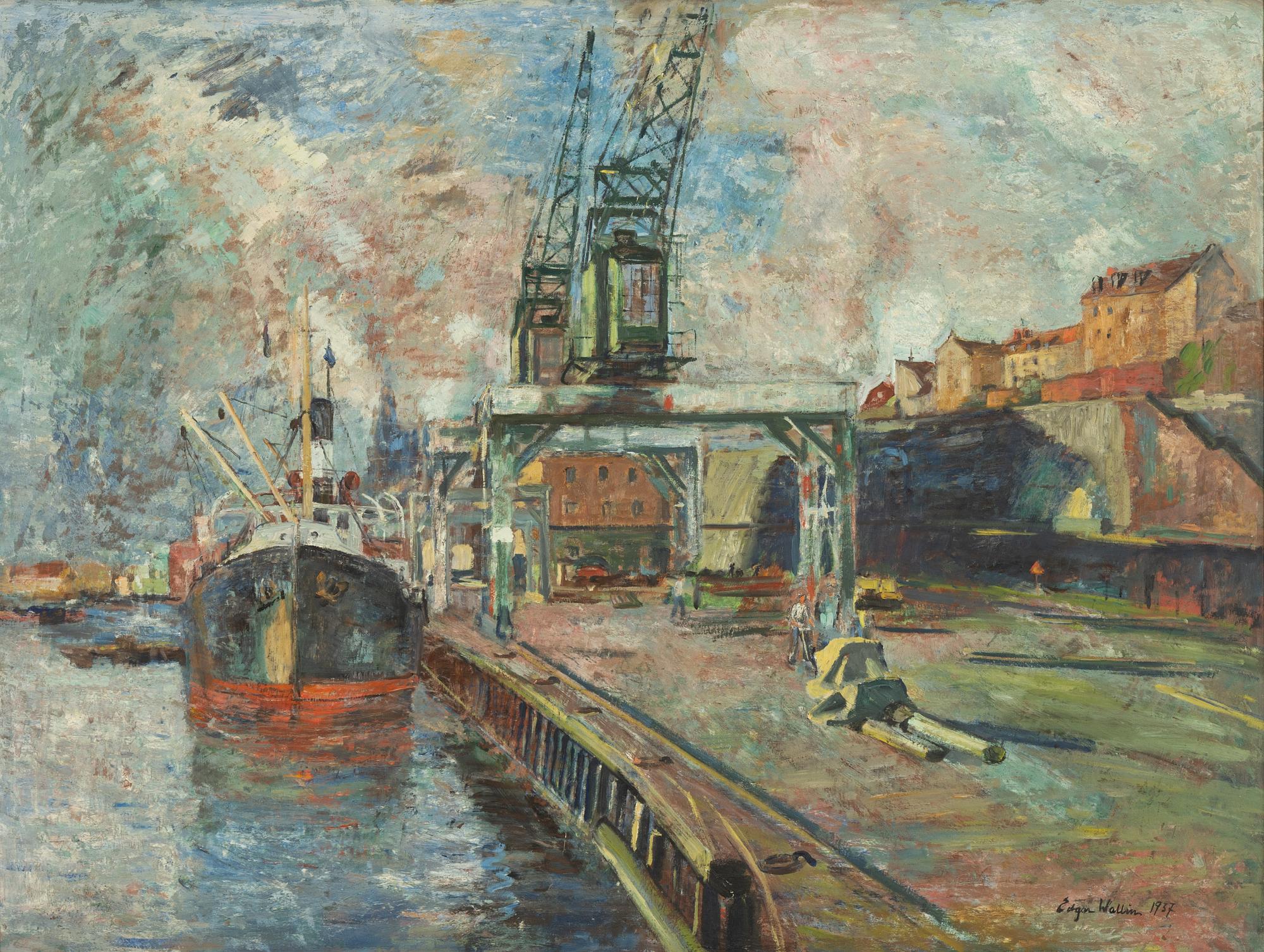 Edgar Wallin, oil on panel, signed and dated 1957.