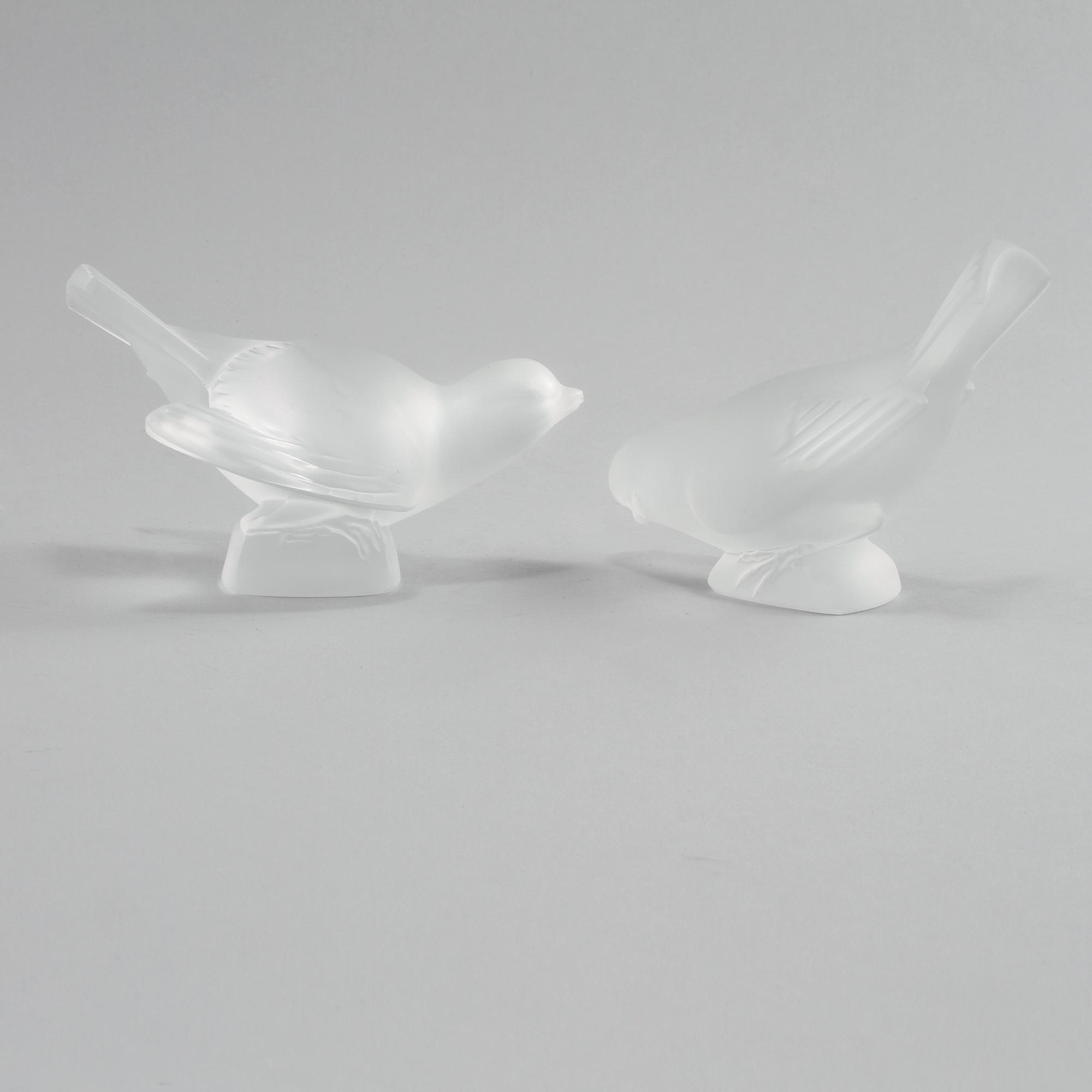 FIGURINER, 2 st, glas, Lalique, Frankrike, 1900-talets andra hälft.