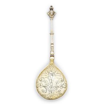207. A Swedish parcel-gilt silver spoon, probably Albrekt Lockert (1623-1653), Stockholm.