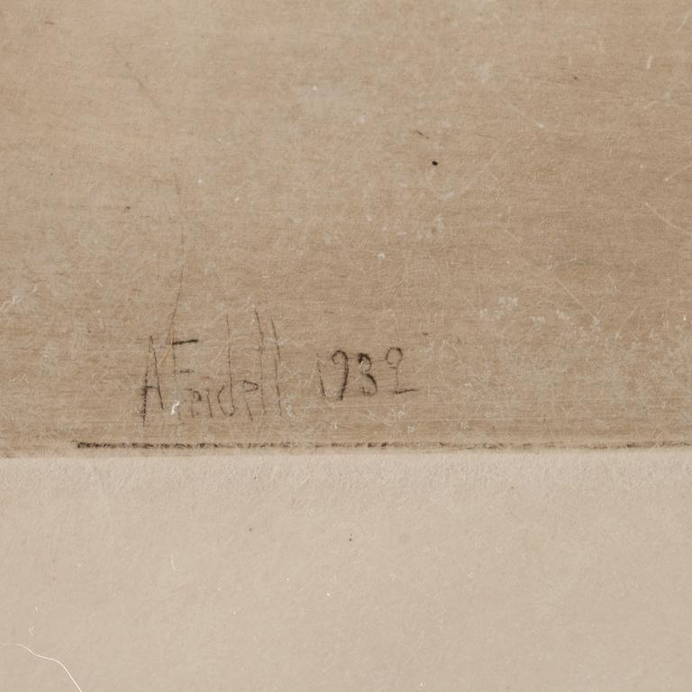 AXEL FRIDELL, torrnål, signerad.