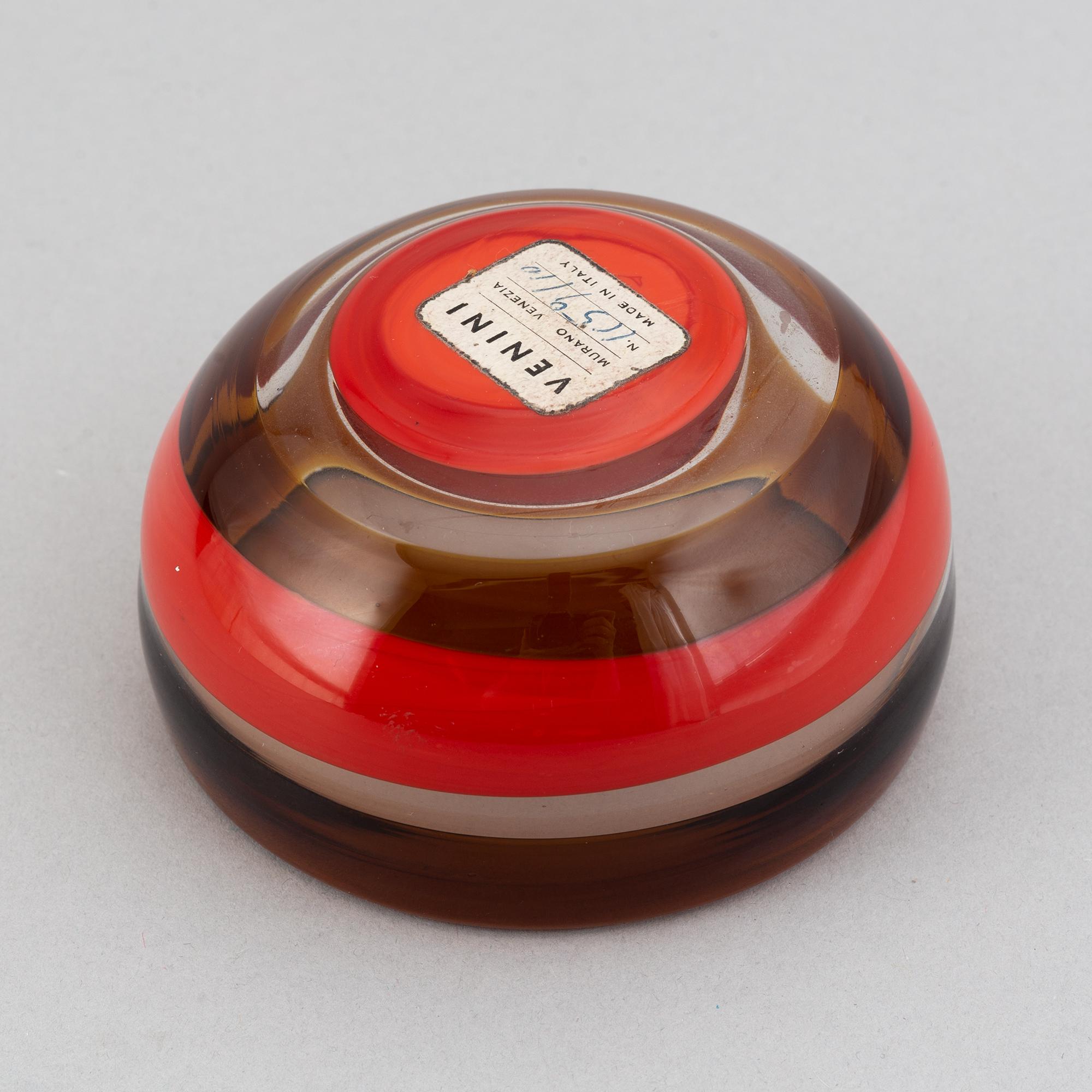 A glass bowl by Venini, Murano, Italy, numbered 115  9/10.