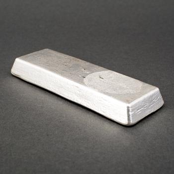 A Swedish fine silver 999,5 ingot from Boliden. Weight ca 1 kg.