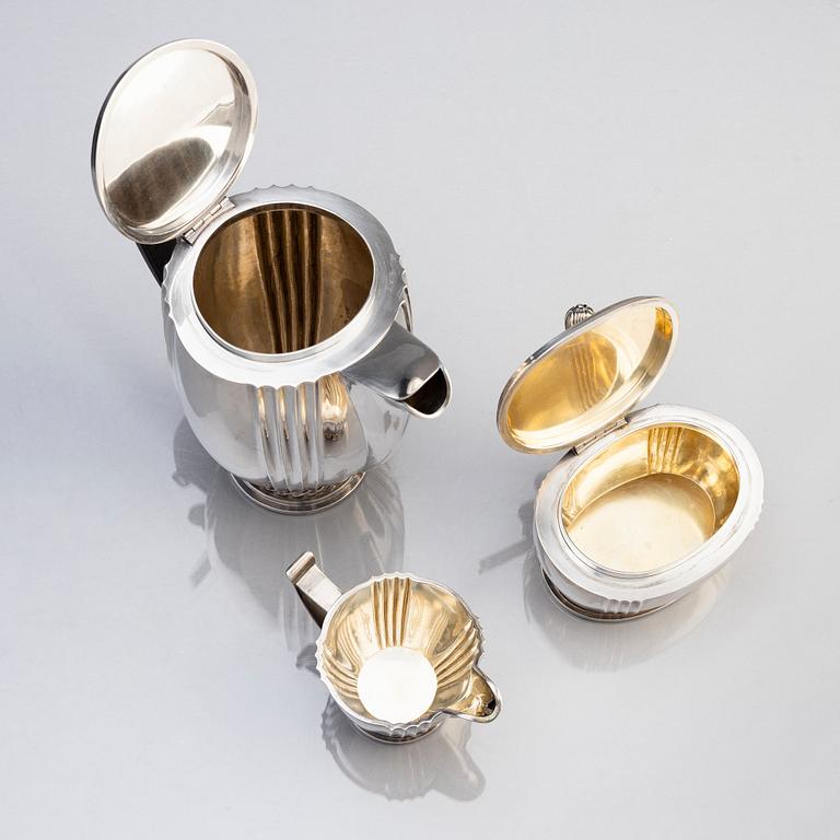 Atelier Borgila, a sterling silver three-piece coffee service, Stockholm 1951-52.