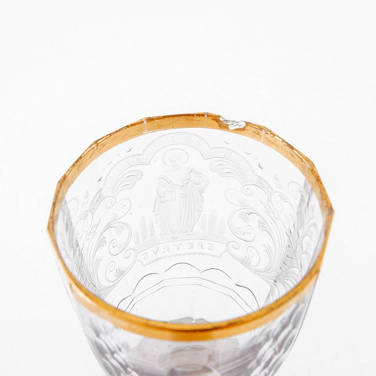 Cup with lid, possibly a pair of so-called well glasses from Germany, 19th century.