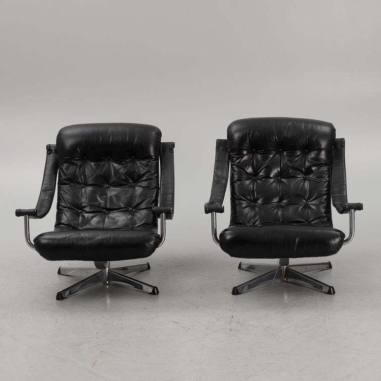 Armchairs, a pair, Göte Möbler, Nässjö, 1970s.