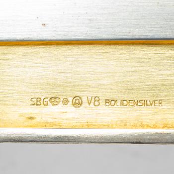 A pair of silver dishes, and a cigarette case, Sweden 1940s.