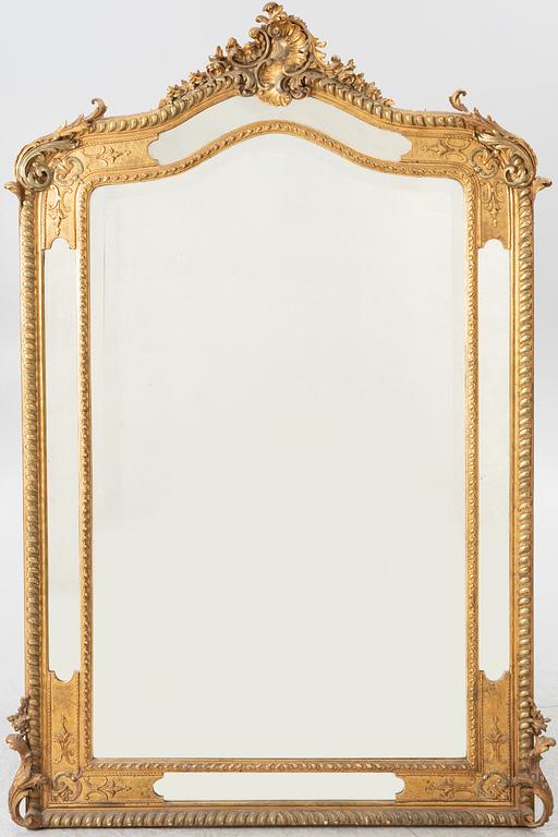 Mirror, Rococo style, late 19th century.