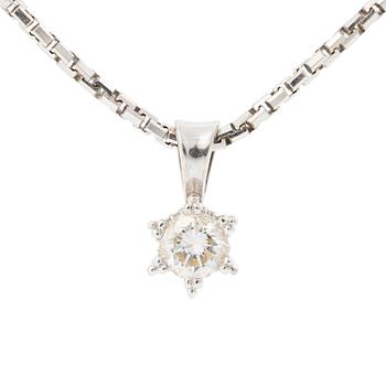 Pendant with chain in the shape of a star with a brilliant-cut diamond.