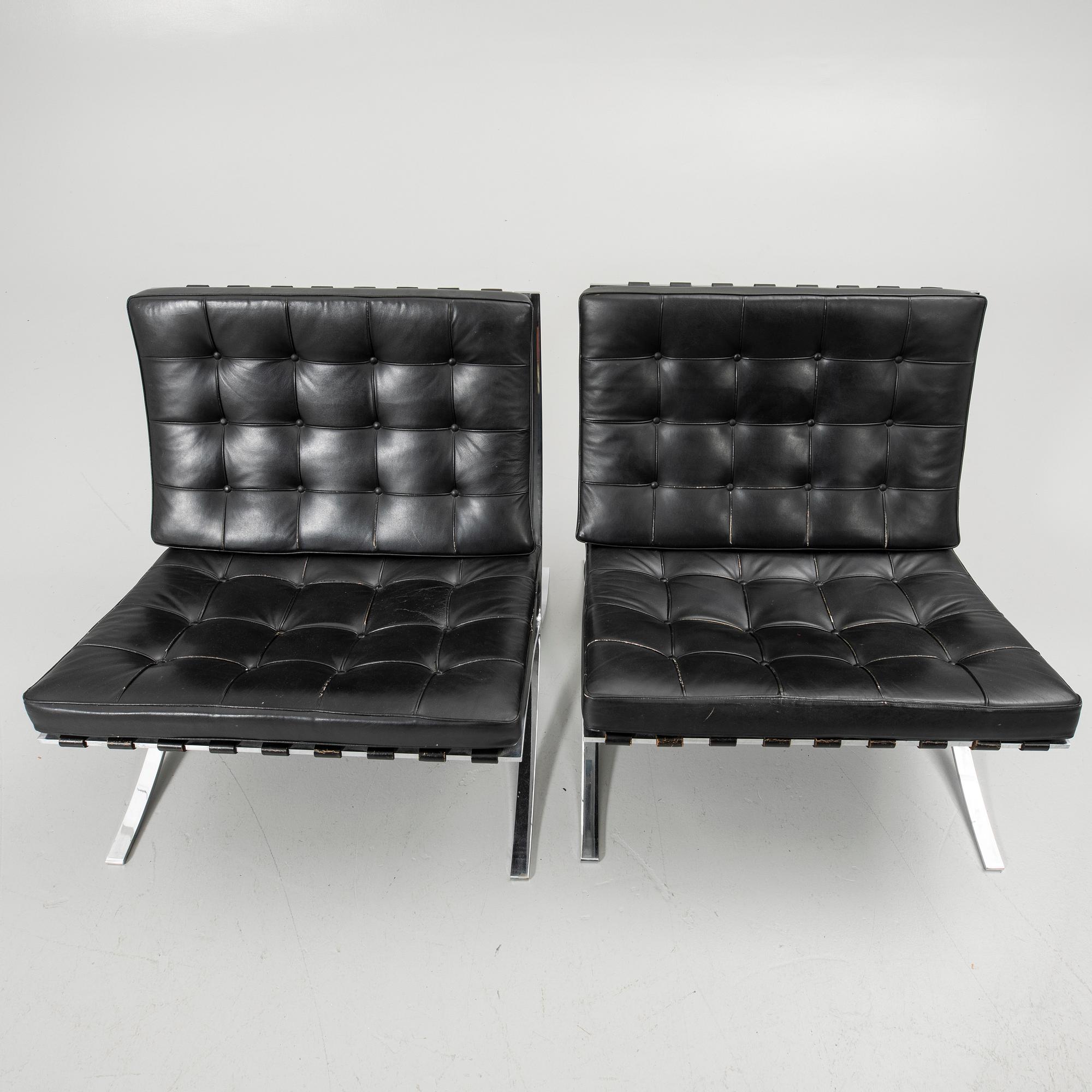 Ludwig Mies van der Rohe, Fåtöljer, ett par, "Barcelona", Knoll.