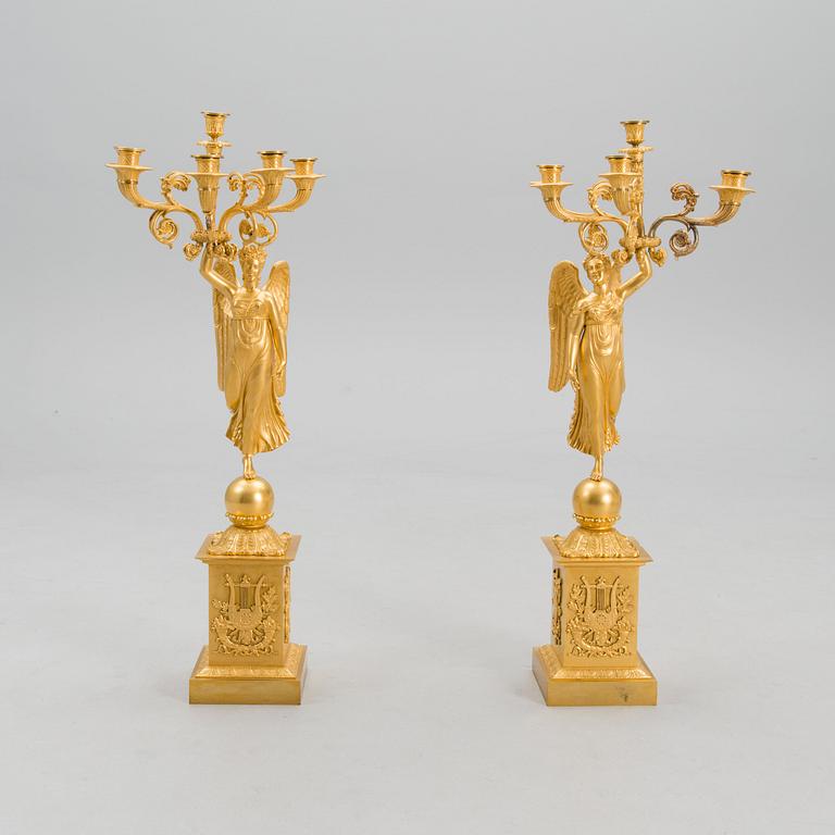 A PAIR OF RUSSIAN CANDELABRAS, empire, early 19th century.