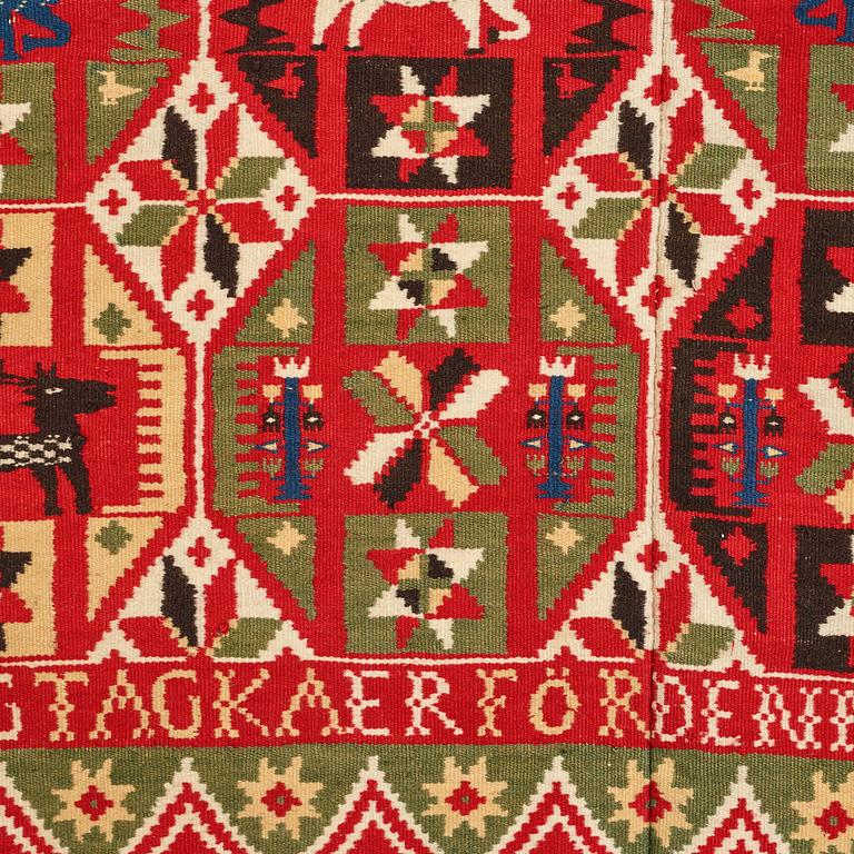 A BED COVER, double-interlocked tapestry, ca 183 x 134,5 cm, Scania  (Skåne) 1853, probably Färs district.