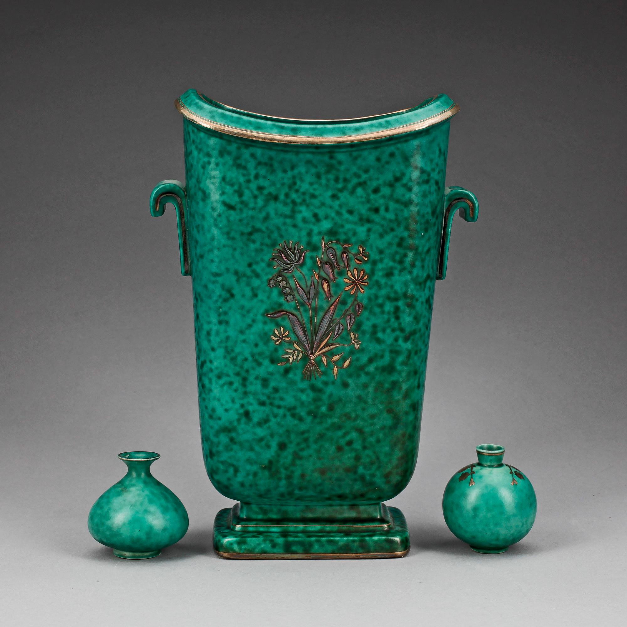 VASER, 3 delar, stengods, Argenta, Willhelm Kåge, Gustavsberg, 1900-tal.