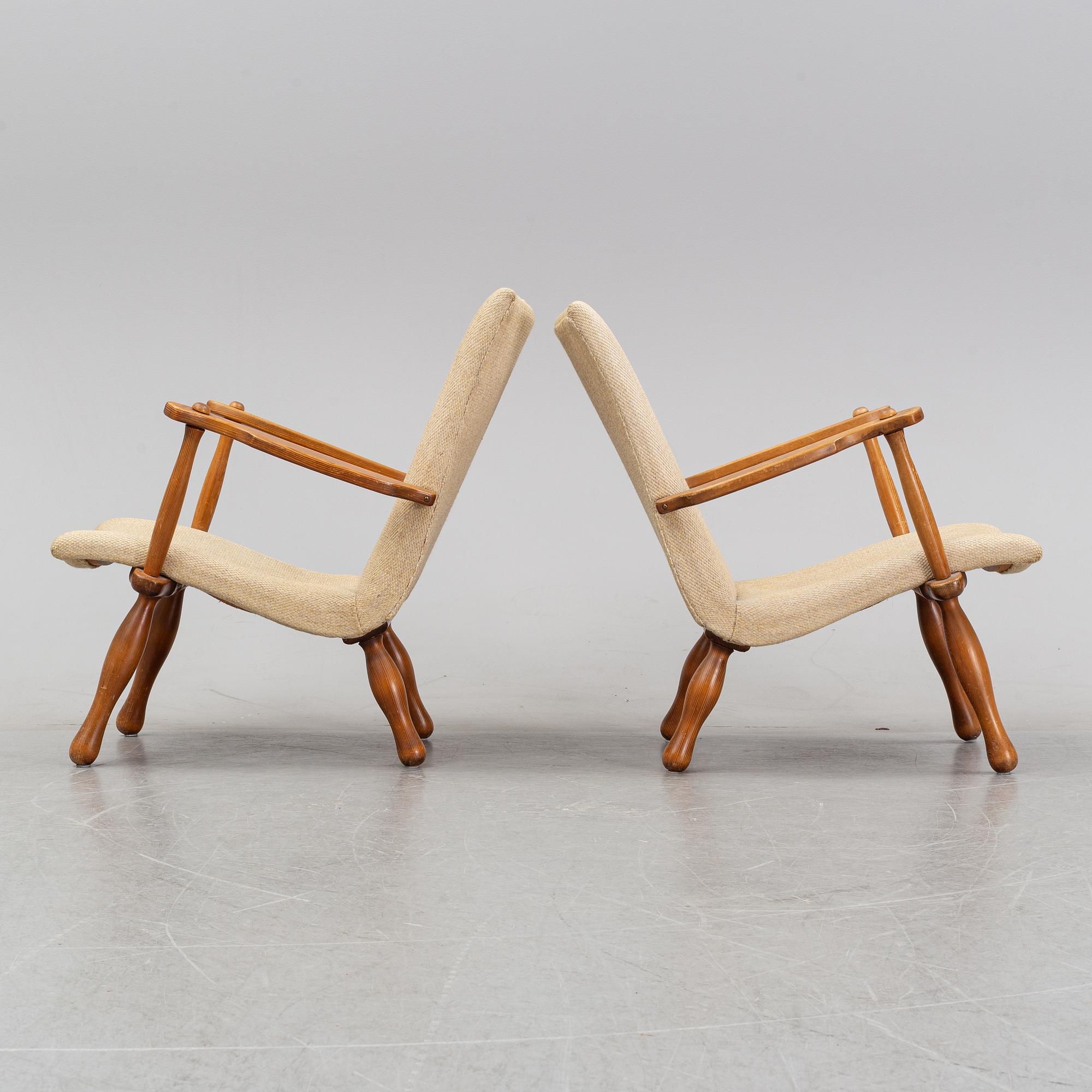 A pair of 1940's Swedish Modern easy chairs.