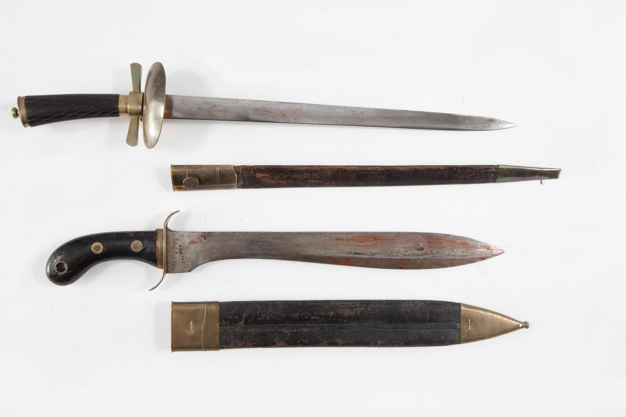 FASKINKNIV, Sverige, m/1848, samt SABEL, 1800-tal.