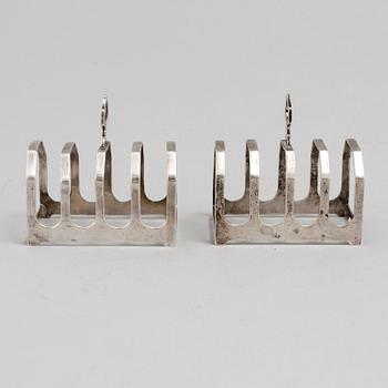 TOASTRACKS, a pair, silver, Viner's Ltd, Sheffield, England.