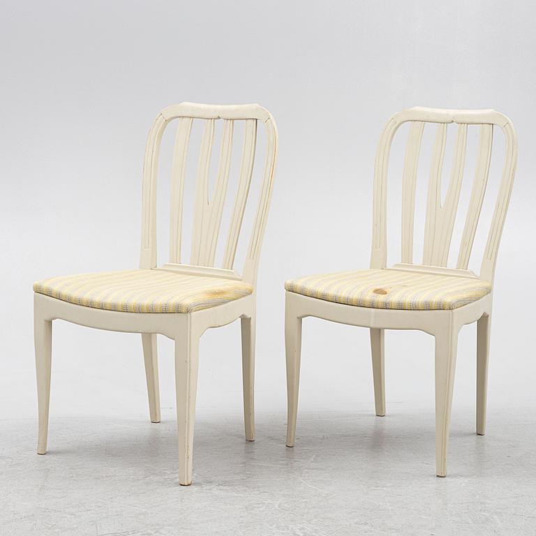 Carl Malmsten, six 'Juni' chairs and a dining table, second half of the 20th Century.