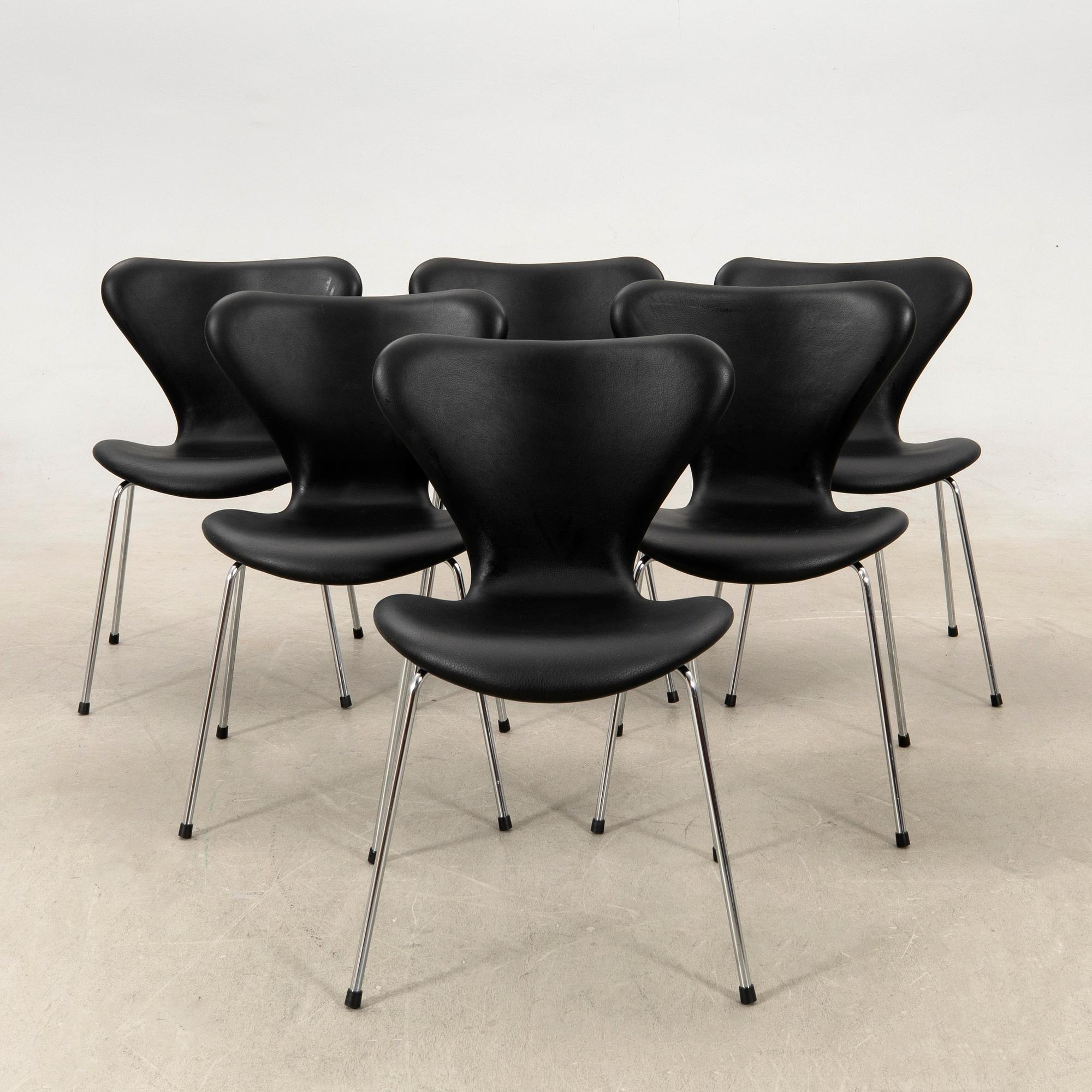 Arne Jacobsen, stolar 6 st för Fritz Hansen Danmark.