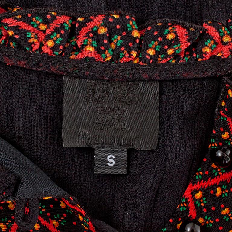 ANNA SUI, a black chiffon dress, size small.