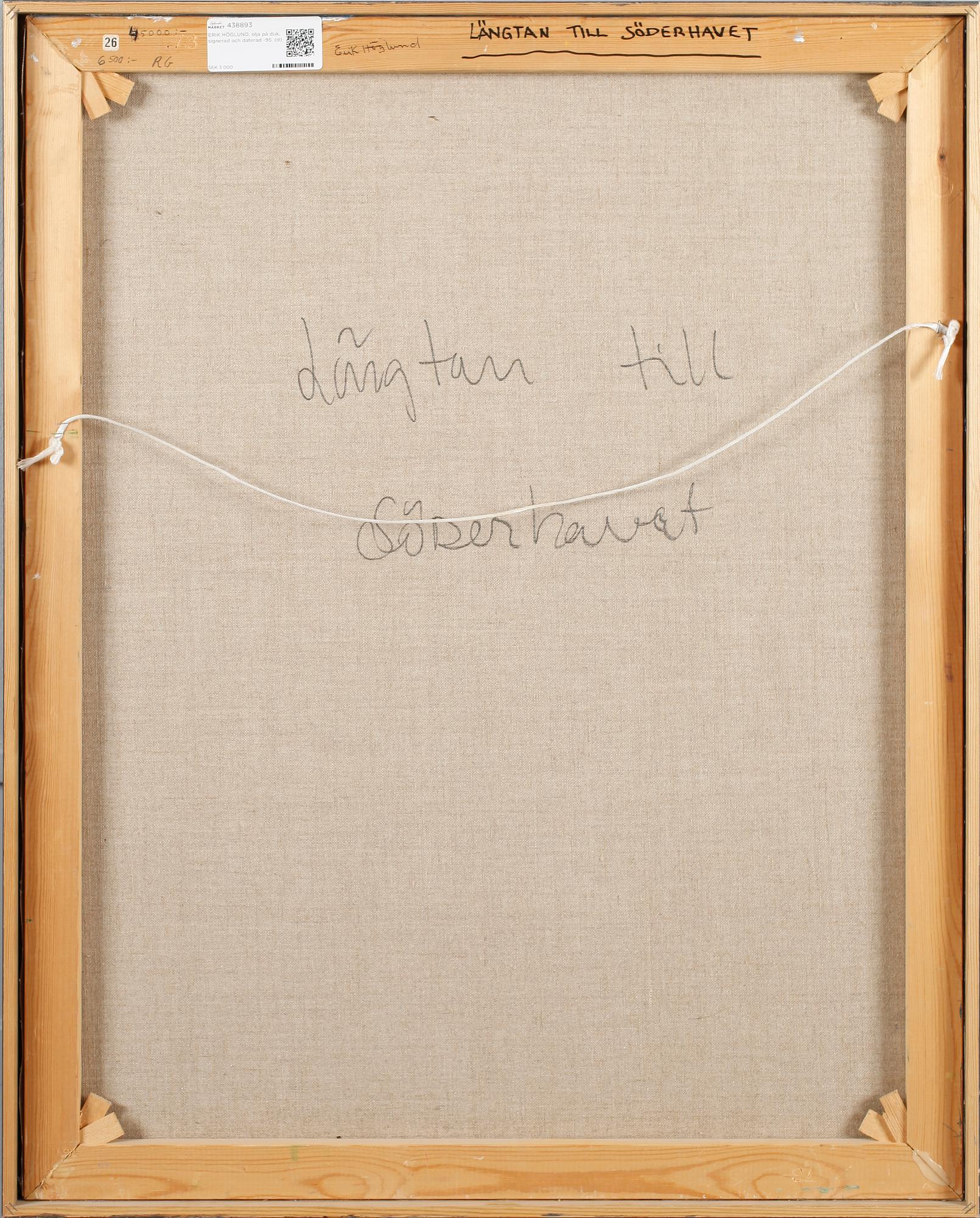 ERIK HÖGLUND, olja på duk, signerad och daterad -95.