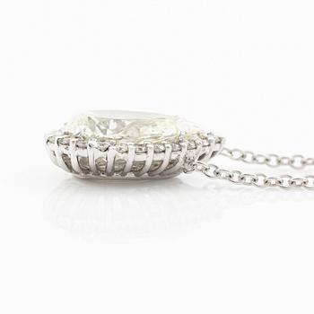 Collier 18K vitguld med droppslipad diamant, medföljande GIA report.