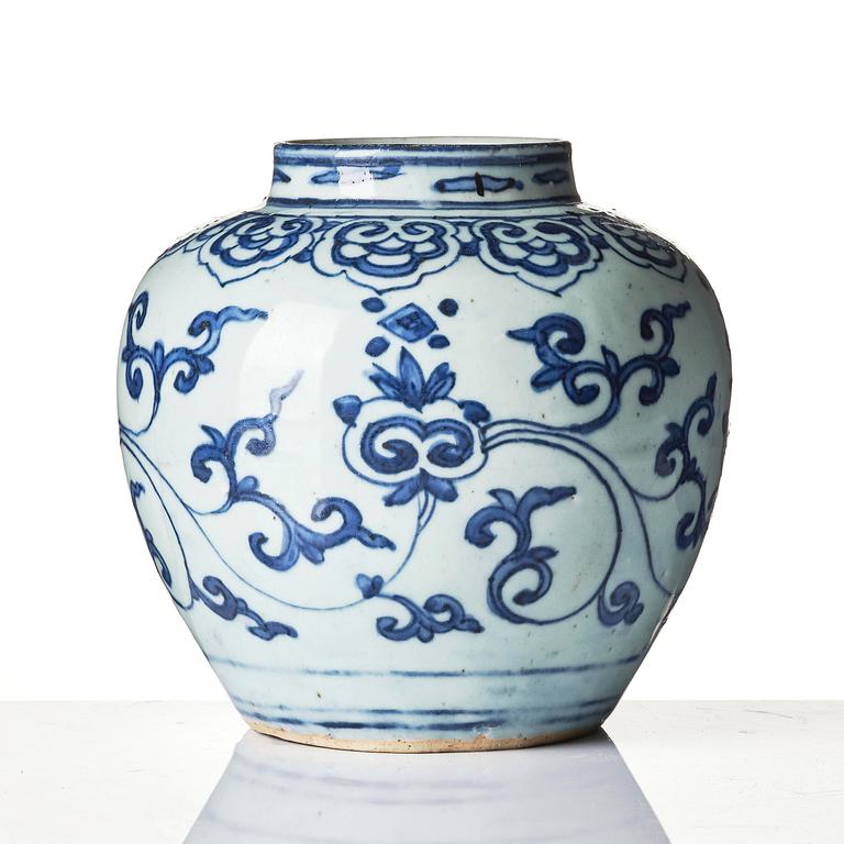 A blue and white jar, Ming dynasty (1368-1644).