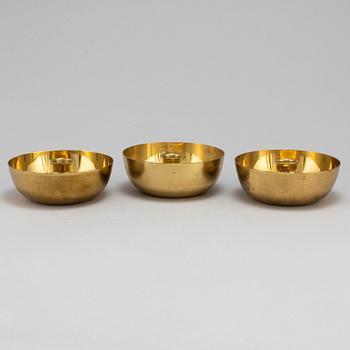 Three Vivianna Torun Bülow-Hübe brass candle golders, for Dansk International Design.